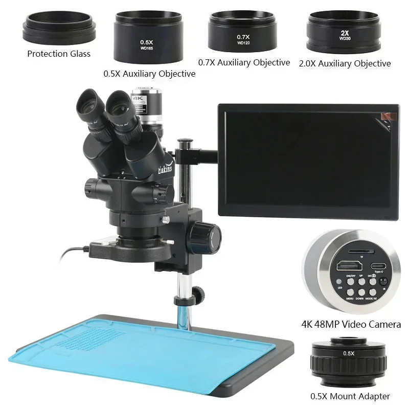 Trinocular Stereo Microscope 7X-45X - Simul Focal Trinocular Stereo Microscope 3.5X