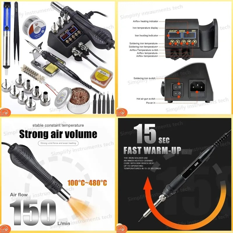 2 In 1 Soldering Rework Station 750W - 8898 Soldering Station 750W 2 in