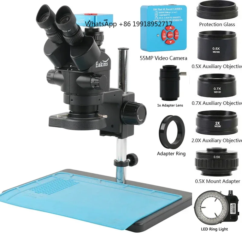 Simul-Focal Industrial Microscope 4K Hdmi - Eakins Zoom 3.5-90X Trinocular Stereo Microscope