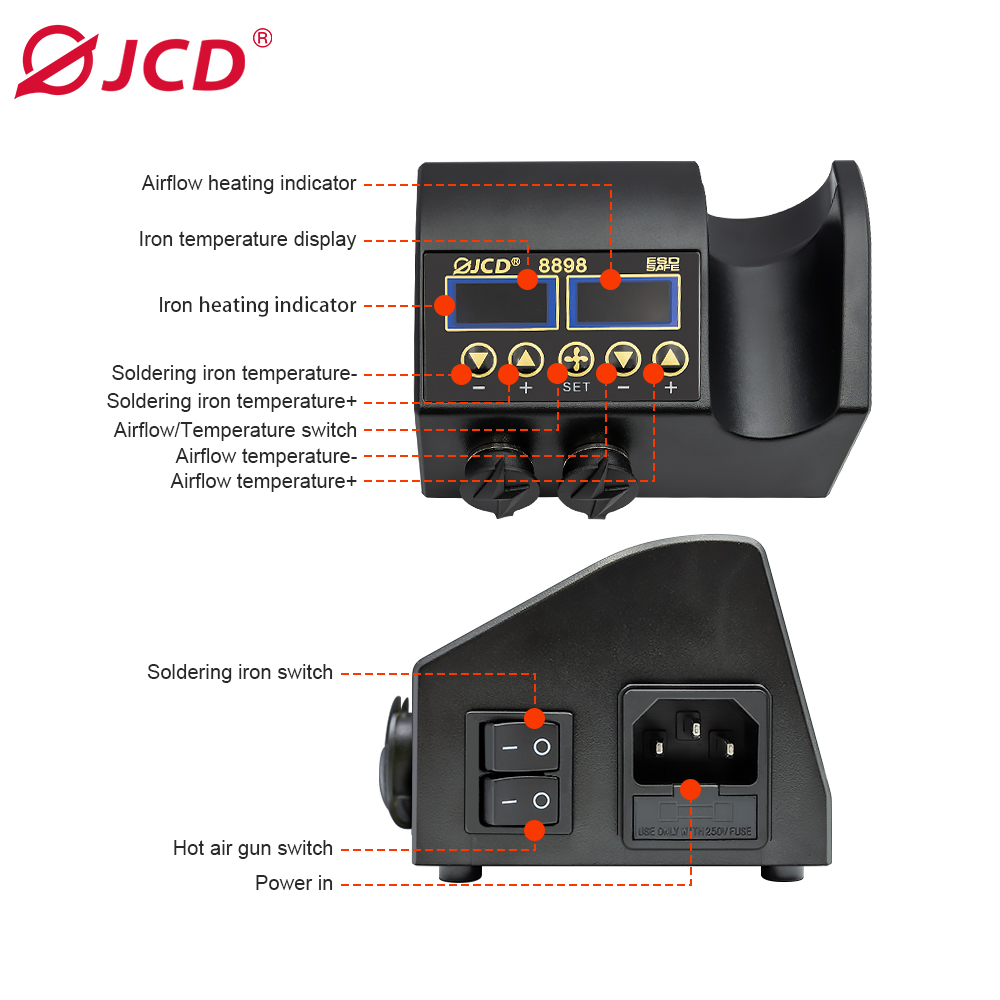 JCD 8898 750W Soldering Statio - 2 In 1 Soldering Rework Station 750W review and price