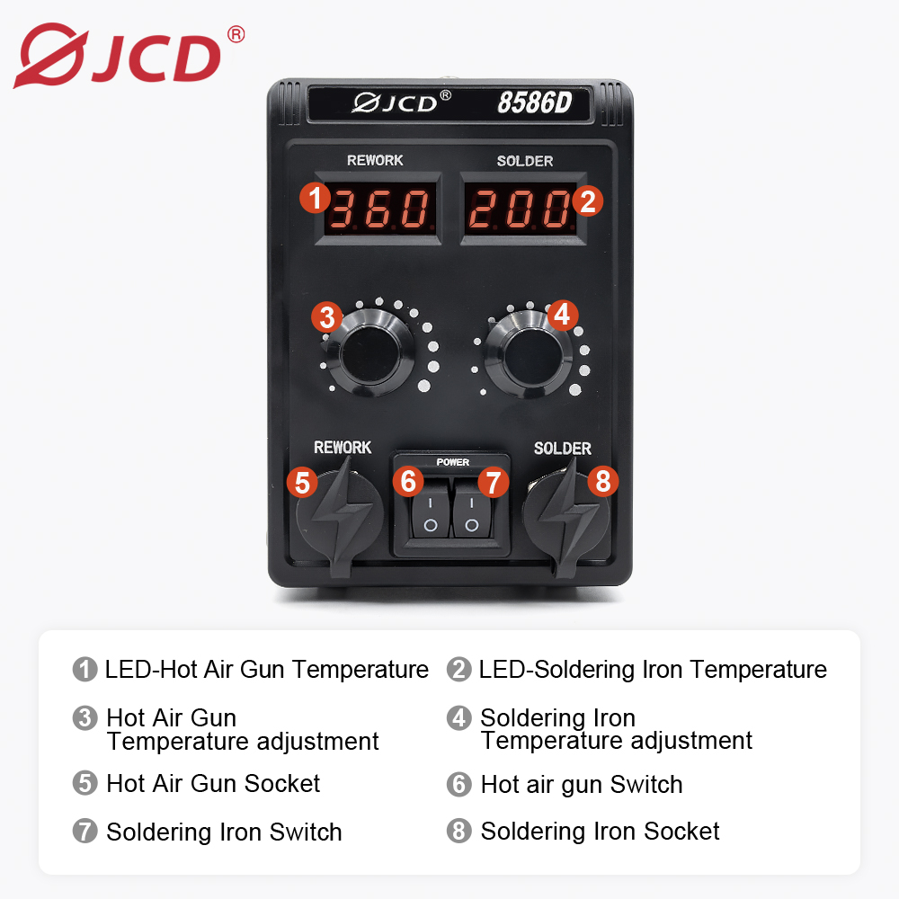 JCD 8586D 2-in-1 Soldering Sta - 2 In 1 Soldering Rework Station 750W review and price